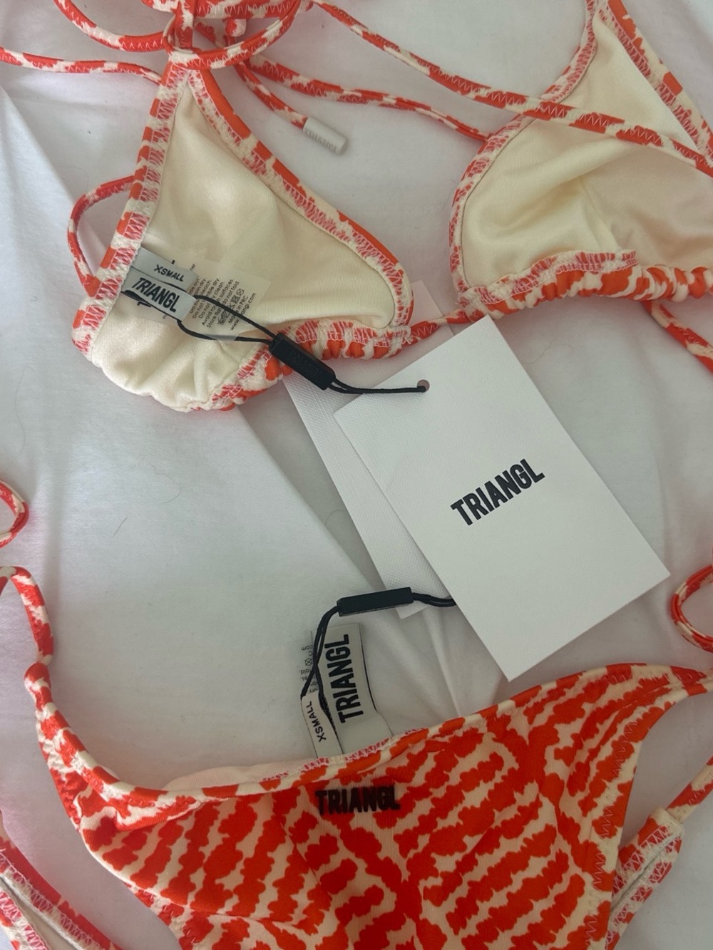 NWT triangl swimwear Orange & White Tie Bikini XS vinca perre - trade for small? - Picture 5 of 6